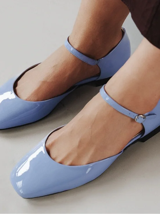 Poppy Barley The Gallery Mary Jane Cornflower Patent Ankle-Strap Flats - Picture 2 of 9